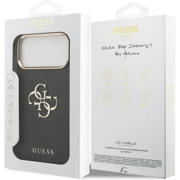 Guess PU Leather 4G Metal Logo Gold Frame MagSafe kryt iPhone 17 Pro Max černý - Pouzdra - Obrázek fbab762043694cc3b514b765628e78b6