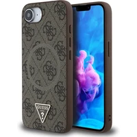 Guess PU 4G Strass Triangle Metal Logo kryt iPhone 17e/16e hnědý - Pouzdra