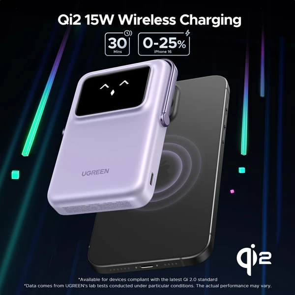 UGREEN Uno MagSafe/Qi2 Powerbanka se stojánkem, 10000 mAh, 20W, fialová - Powerbanky - Obrázek fbe2675eac5249a3925a4b5ab37cf0b6