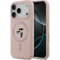 Karl Lagerfeld Liquid Silicone Karl and Choupette MagSafe kryt iPhone 18 Pro růžový - Pouzdra