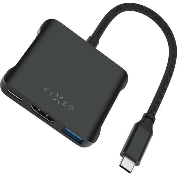 FIXED HUB Quadri hliníkový USB-C hub pro notebooky, 140W, PD 3.1, vesmírně černý