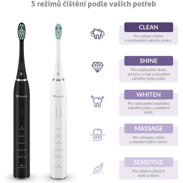 TrueLife SonicBrush Clean30 Duo sonický kartáček bílý/černý - Zubní kartáčky - Obrázek fcc5dcee121b47999d1bc8e326fcdd8d