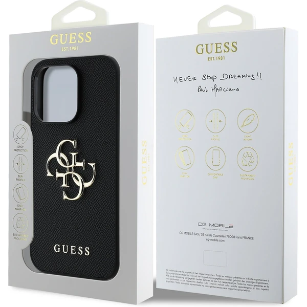 Guess PU Grained 4G Metal Logo kryt iPhone 14 Pro černý - Pouzdra - Obrázek fd7ff2d0797e439ba7145bc87e2da39d