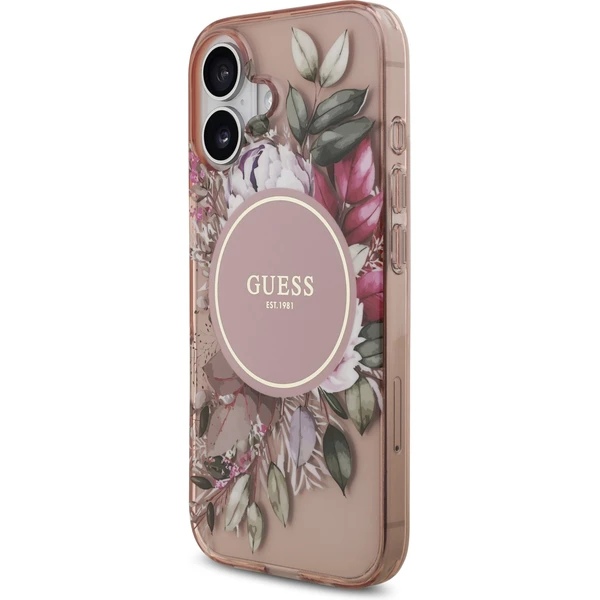 Guess IML Flowers Strap MagSafe kryt iPhone 17 růžový - Pouzdra - Obrázek fda644c38307499e854c8d692873e72b