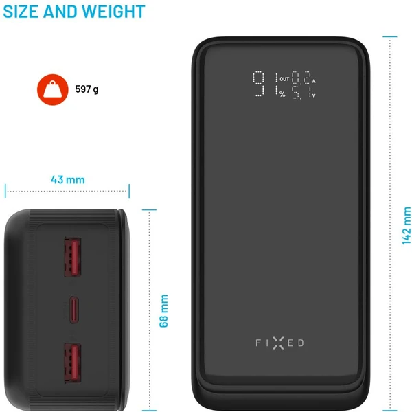 FIXED Zen2 30 Plus powerbanka s LCD displejem a PD 65W, 30 000 mAh, černá - Powerbanky - Obrázek fdf3678f4bdb47e29afee5f598ce0366