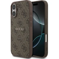 Guess PU Leather 4G Colored Ring MagSafe Zadní Kryt pro iPhone 17 hnědý - Pouzdra