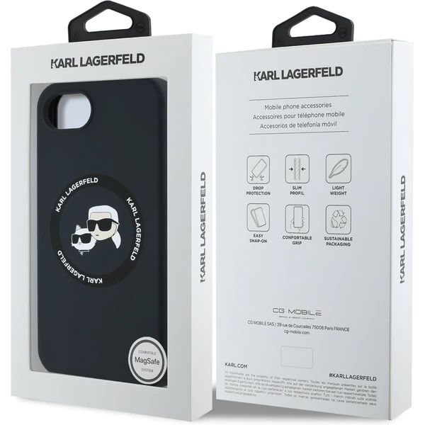 Karl Lagerfeld Liquid Silicone K&CH Heads MagSafe kryt iPhone 17e/16e černý - Pouzdra - Obrázek fea9a63b086042beb8d860bb8f6f41eb