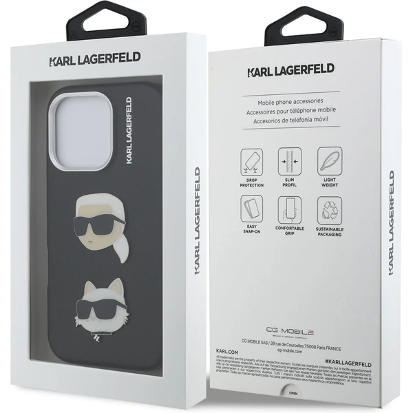 Karl Lagerfeld Grained PU K&CH Heads kryt iPhone 16 Pro Max černý - Pouzdra - Obrázek fef70ff3224b47898ef2f462229dd30f
