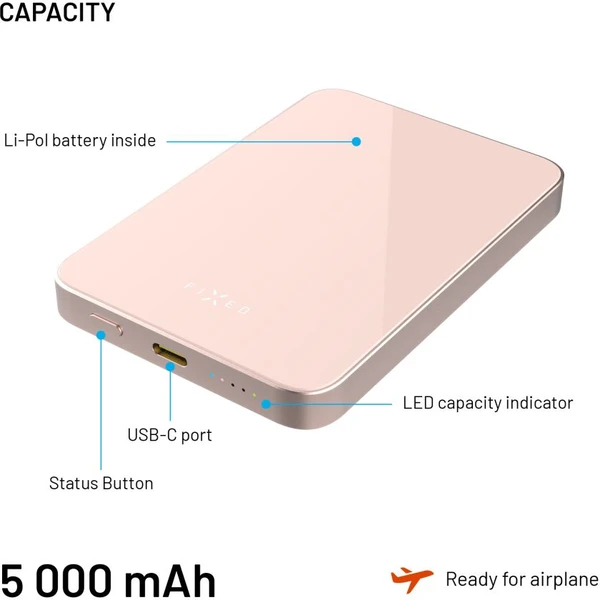FIXED MagZen 5 Crystal MagSafe/Qi2 powerbanka, 5000mAh, růžová - Powerbanky - Obrázek ff1a56a7f4004cf49be26e2b6b481c49