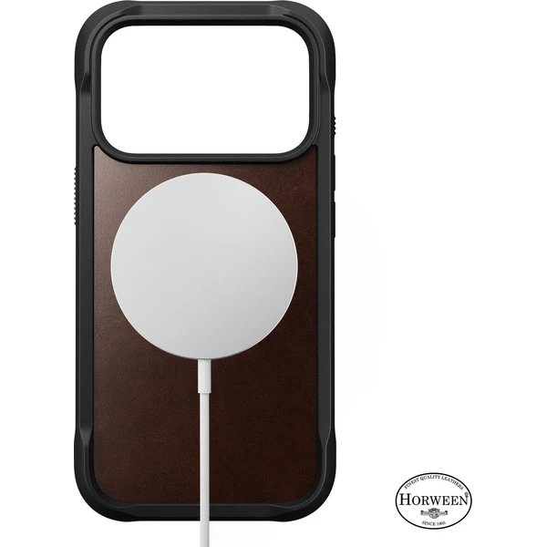 Nomad Rugged Leather (Horween) MagSafe kožený kryt iPhone 18 Pro Rustic Brown - Pouzdra - Obrázek ff26c27a8cce47158994dbf7b327b8c6