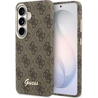 Guess PU 4G Script Metal Logo Magnetic kryt Samsung Galaxy S26 hnědý - Pouzdra