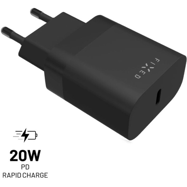 FIXED nabíječka s USB-C výstupem a podporou PD 20W černá